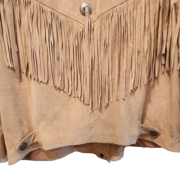 Vintage Men's M Julian Suede Fringe Concho Western Motorcycle Tan Jacket Sz 16 - Picture 13 of 16
